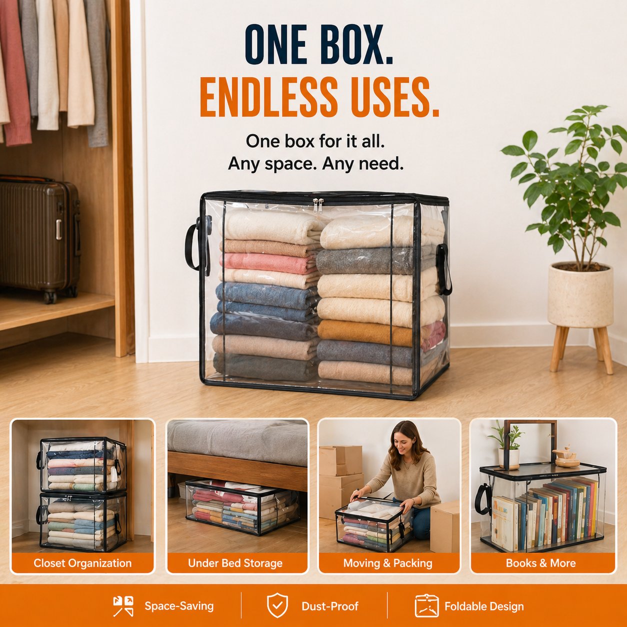 🎁💞LAST DAY 50% OFF ✨📦Sfrcord®Large Heavy-Duty Thick Plastic Clear Storage