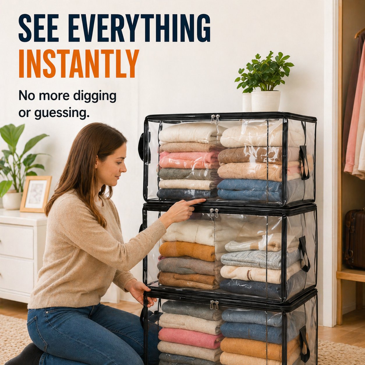 🎁💞LAST DAY 50% OFF ✨📦Sfrcord®Large Heavy-Duty Thick Plastic Clear Storage
