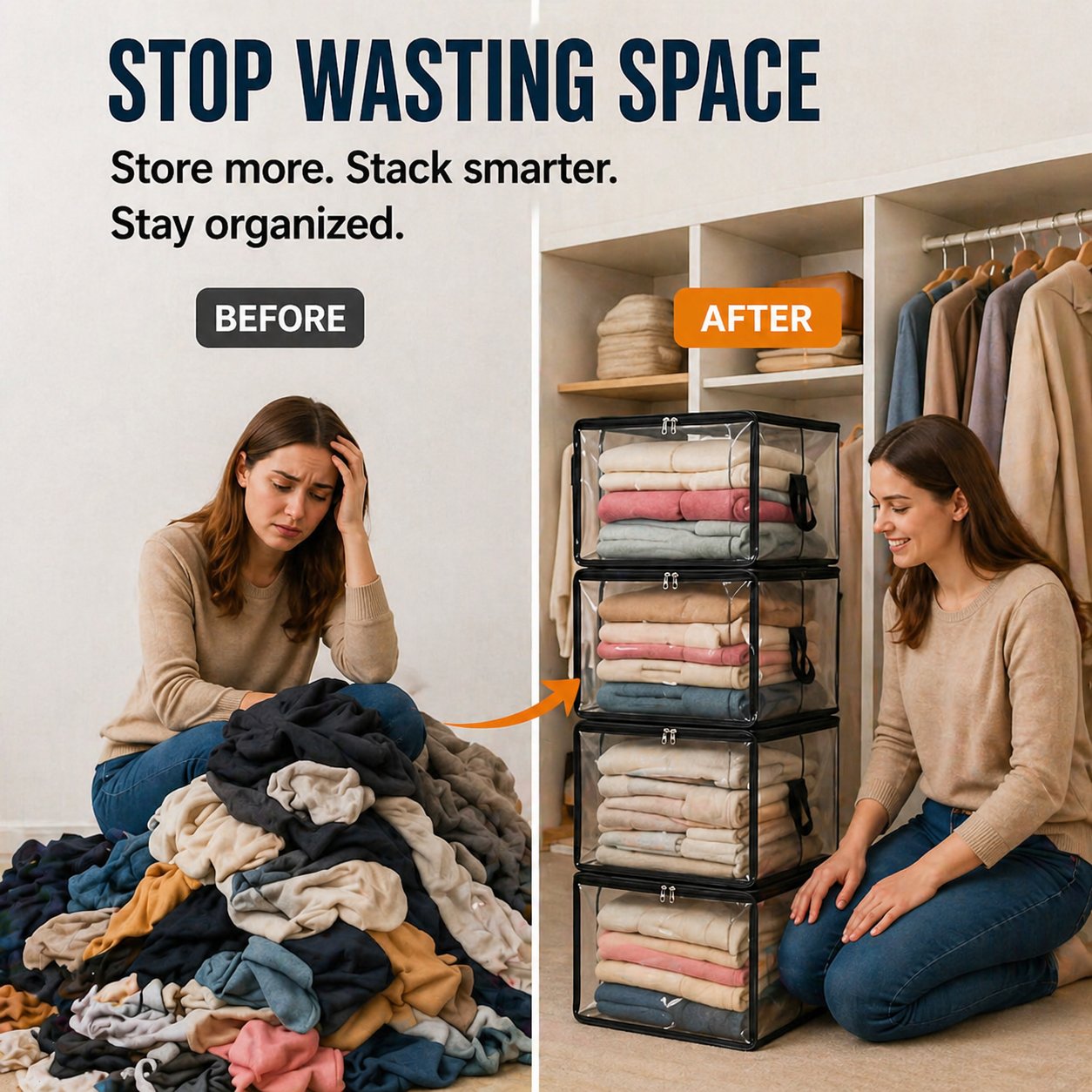 🎁💞LAST DAY 50% OFF ✨📦Sfrcord®Large Heavy-Duty Thick Plastic Clear Storage
